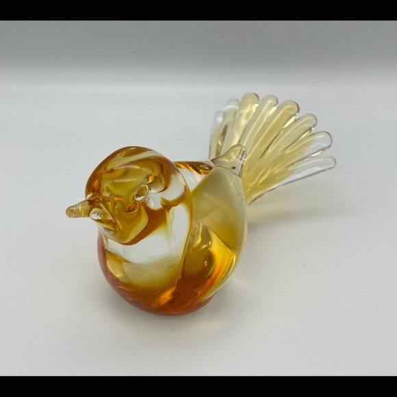 Amber Handblown Murano Glass Bird R Anatra Signed - Picture 6 of 14